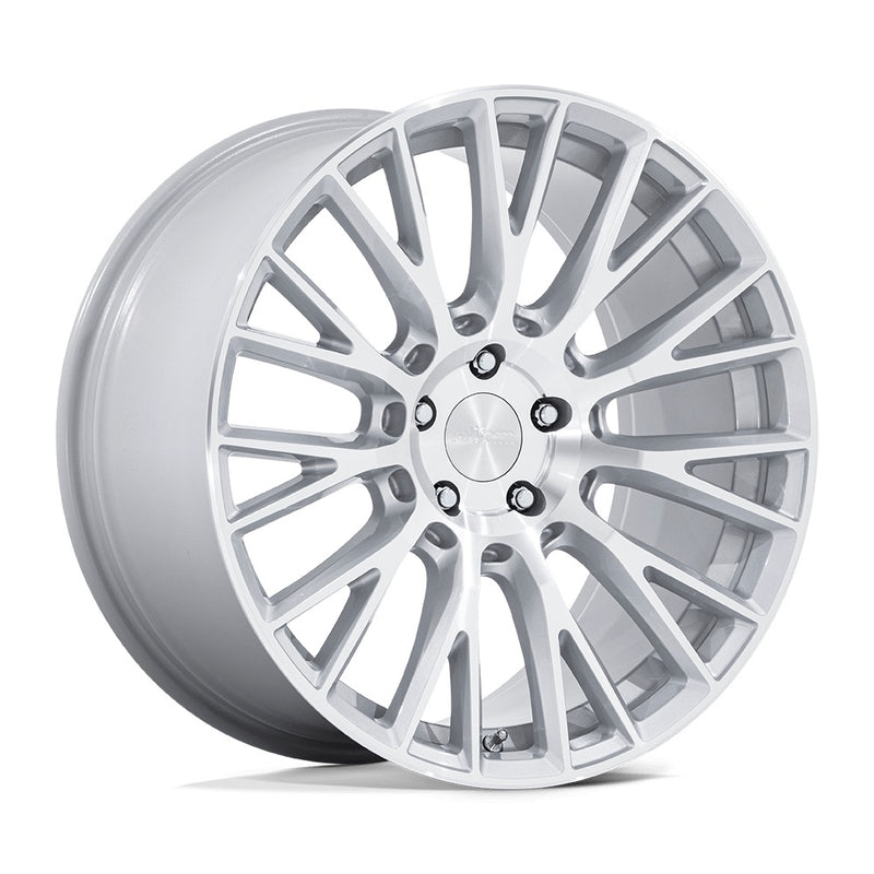 Rotiform's model LSE vehicle wheel with a mesh Y spoke design in a gloss silver finish with a machined face.