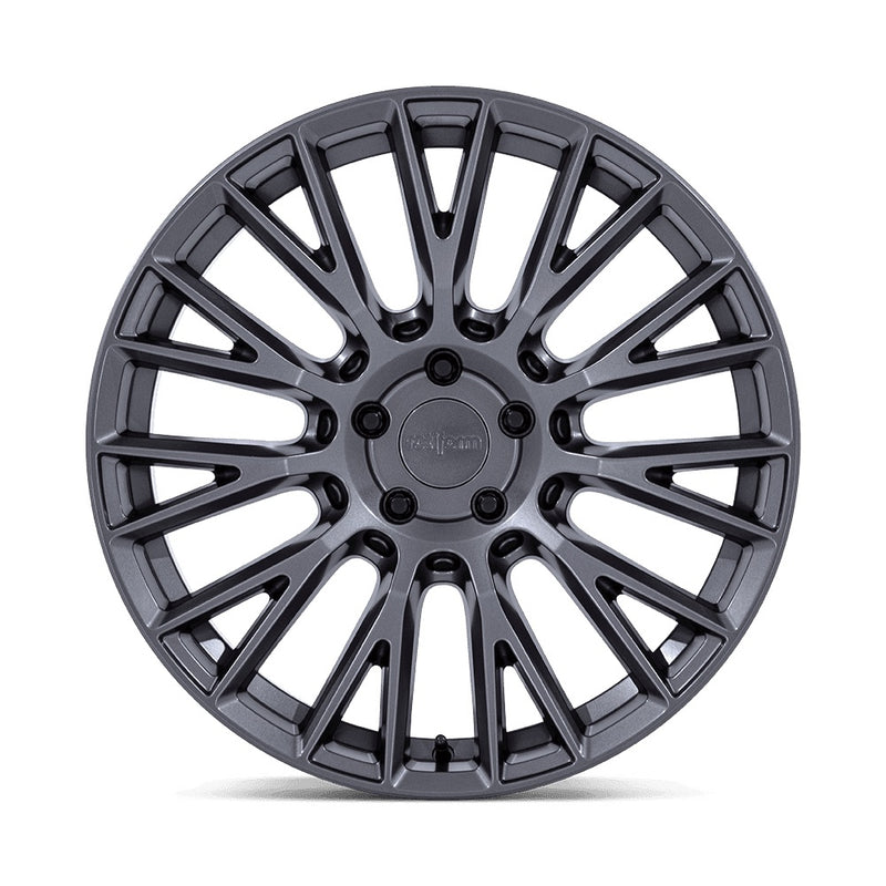 Front view of Rotiform's model LSE vehicle wheel with a mesh Y spoke design in a matte anthracite finish.