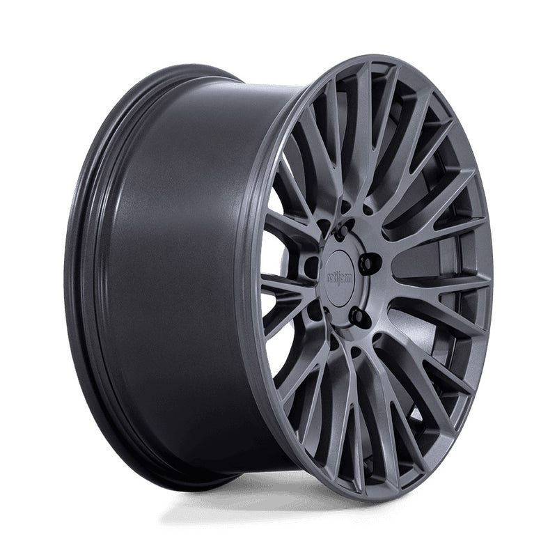 Side view of Rotiform's model LSE vehicle wheel with a mesh Y spoke design in a matte anthracite finish.