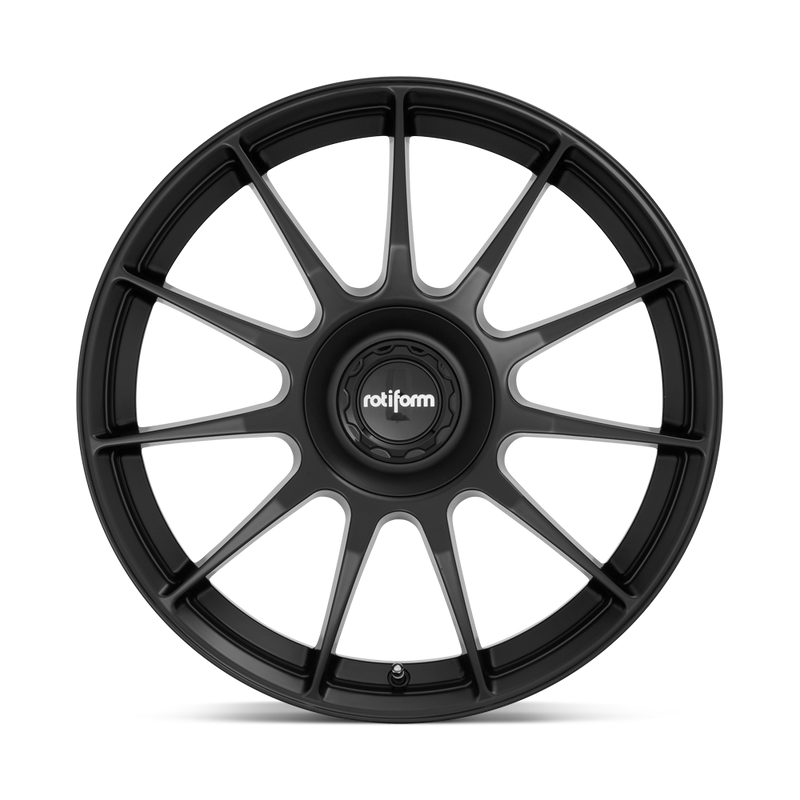 Front Face View Of A 19" Rotiform DTM Monoblock Cast Aluminum 11 Spoke Wheel In A Satin Black Finish