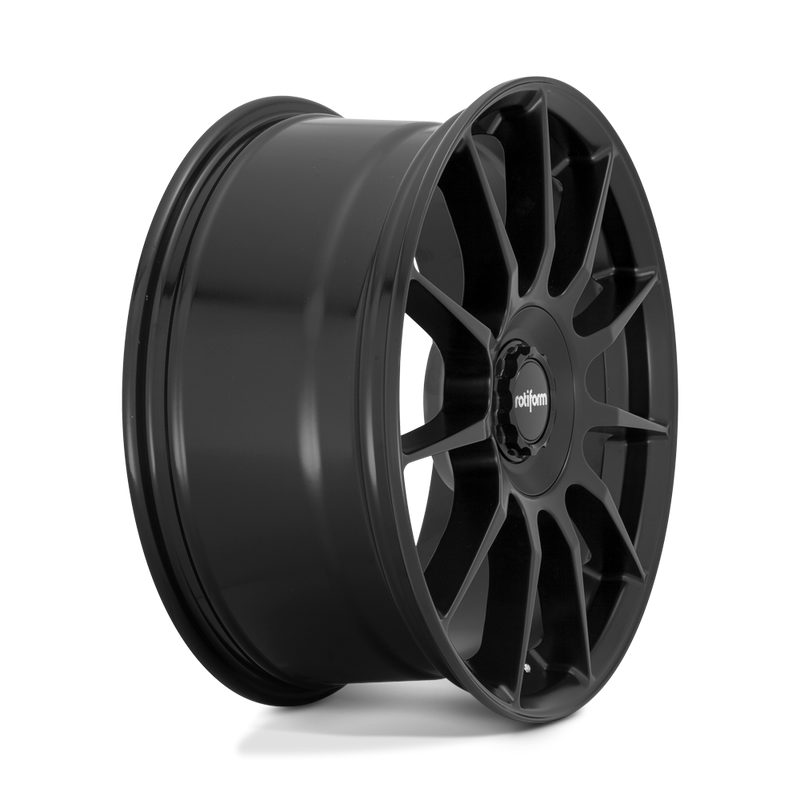 Side View Of A 19" Rotiform DTM Monoblock Cast Aluminum 11 Spoke Wheel In A Satin Black Finish